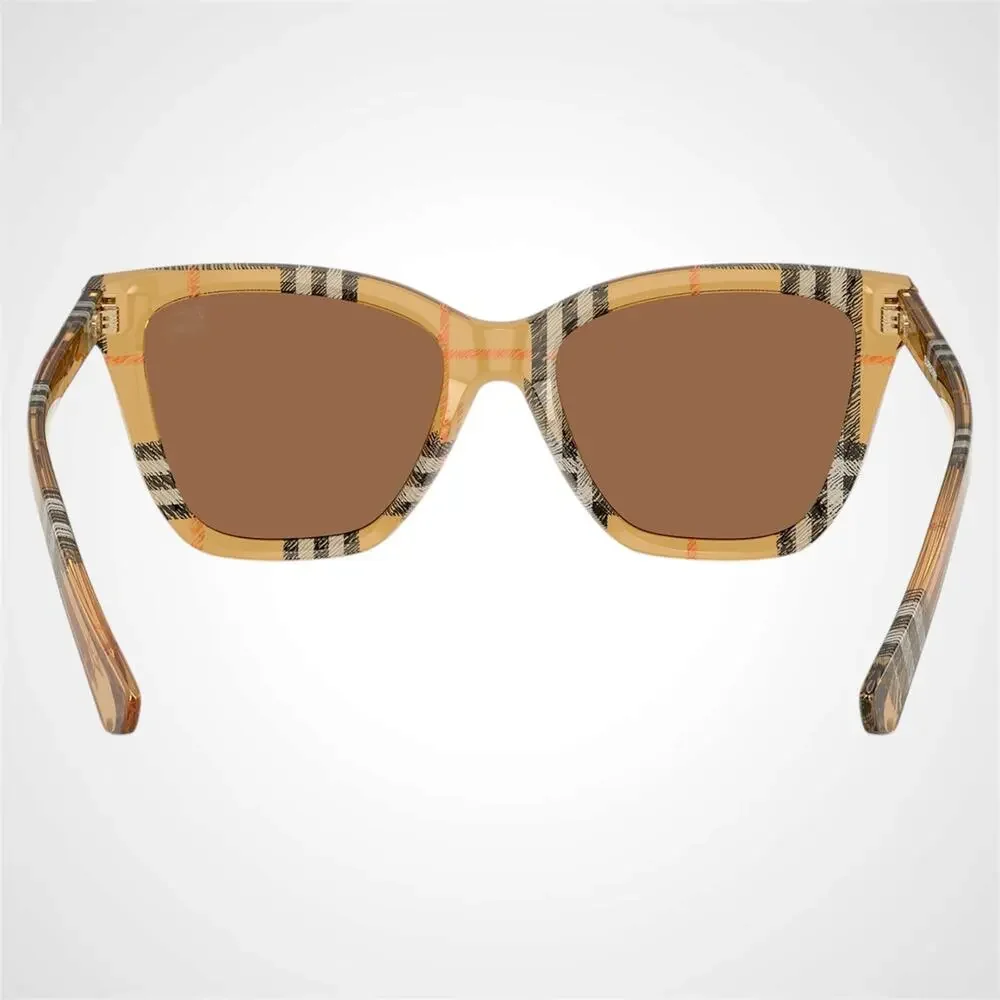New Burberry Sunglasses Brown Check Sand Brown Lens Classic 54-18-140 BURBERRY - Picture 5 of 7